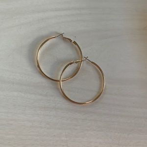 Vintage gold hoop earrings, 2”